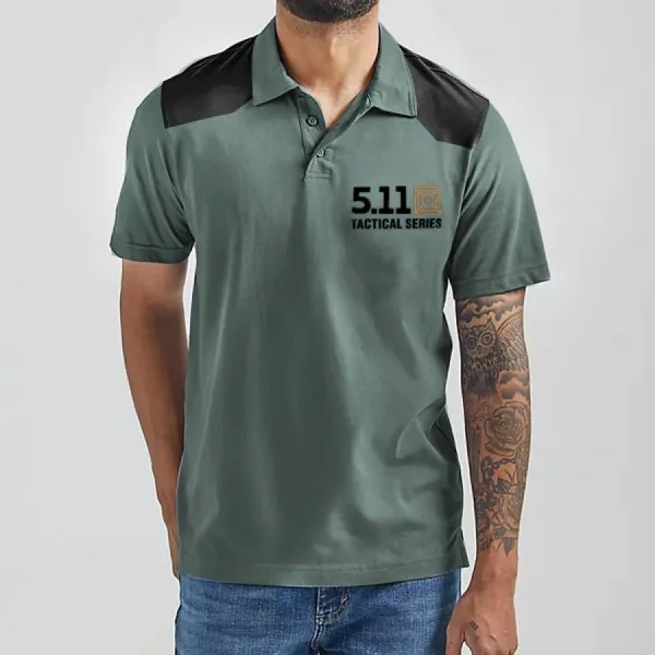 511 Tactical Polo Shirt Men's Outdoor Retro Casual Short Sleeves Hit Color Golf Polo