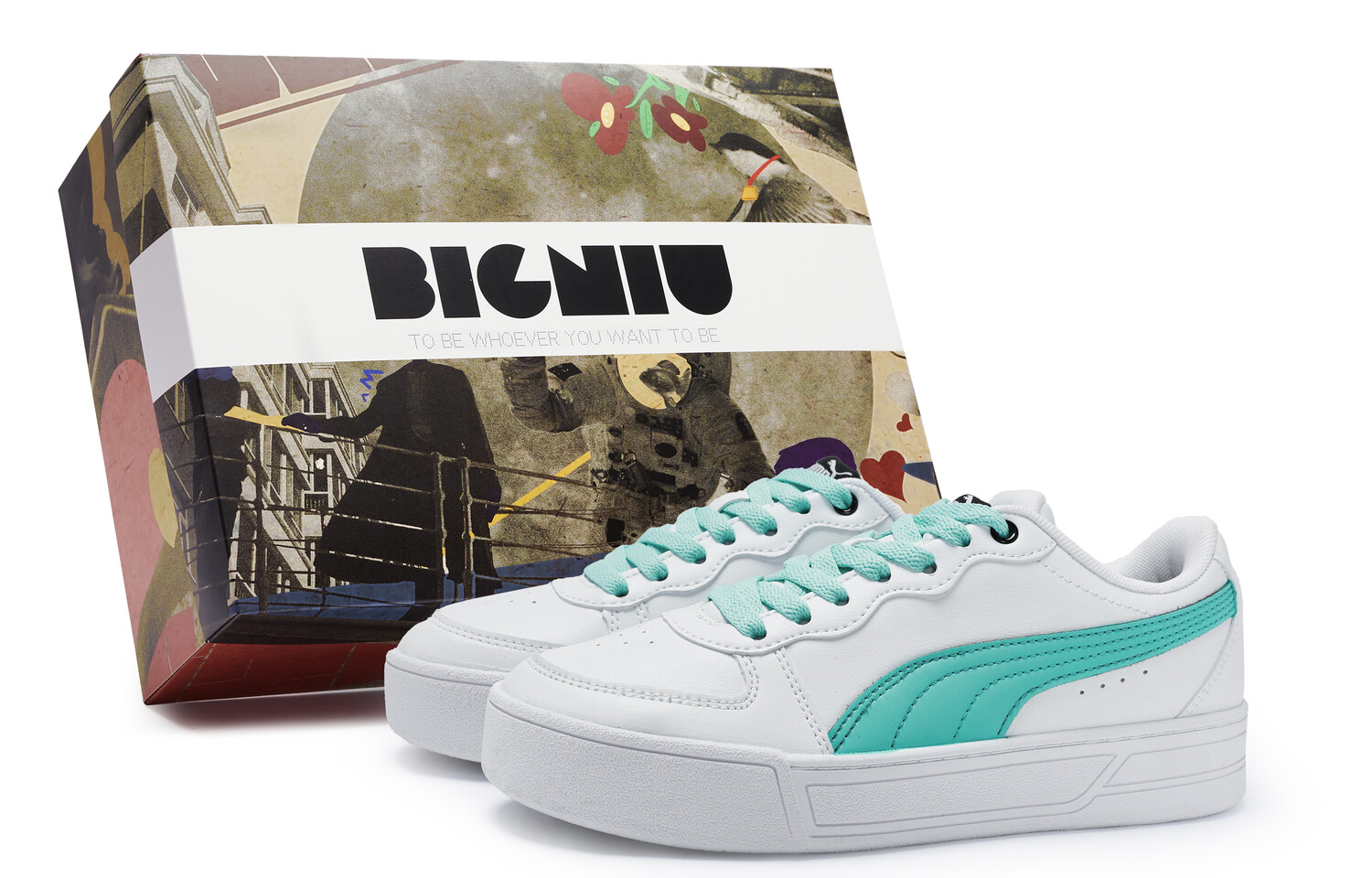 Кроссовки Puma Skye Skateboarding Shoes Women's Low-top White/Blue, белый/синий