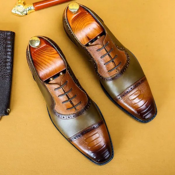 Туфли мужские из натуральной кожи, Повседневная Деловая обувь, классические, для офиса, работы, большие ярды, английский стиль, смешанные цвета
