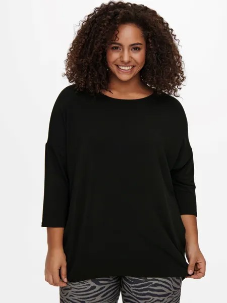 Футболка ONLY Curvy 3/4 Arm Plus Size Longsleeve Dünn CARLAMOUR, черный