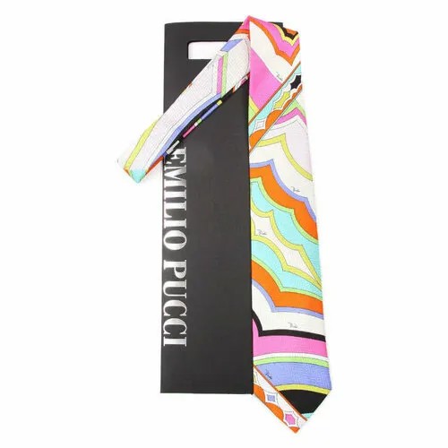 Галстук Emilio Pucci, натуральный шелк, широкий, для мужчин, белый