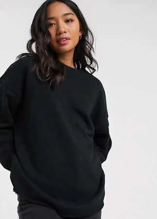 Черный фактурный oversize-свитшот ASOS DESIGN Petite