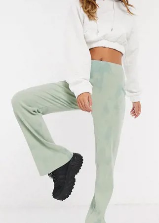 Расклешенные брюки с мраморным принтом в рубчик COLLUSION-Зеленый
