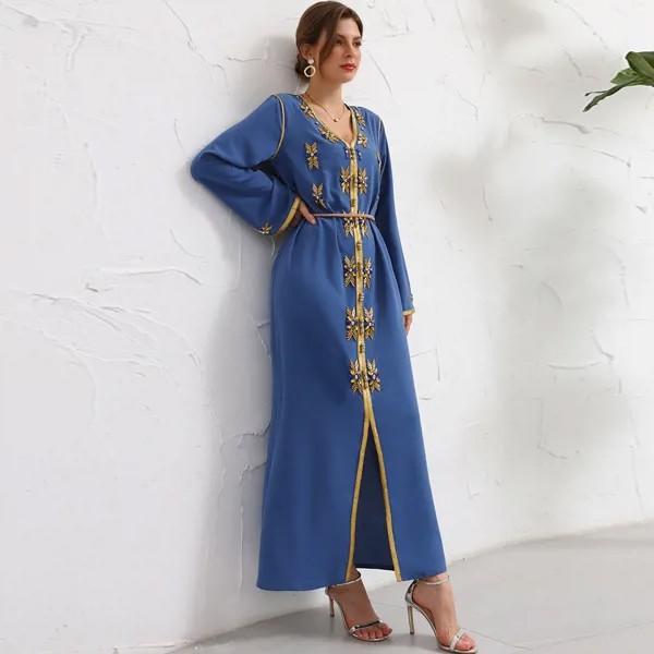 Eid Рамадан бриллианты Abaya Дубай, Турция мусульманское платье для молитвы ислама платья для женщин женское вечернее платье длинное женское К...