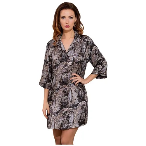 Mia Amore Шелковый халат-рубашка Mia-Amore DONATELLA (70% шелк) (XL(50) / изумрудный)