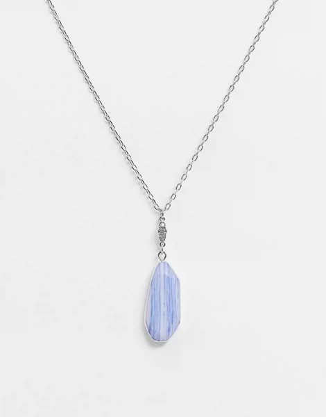 Серебристое ожерелье с синим камнем Liars & Lovers-Серебристый