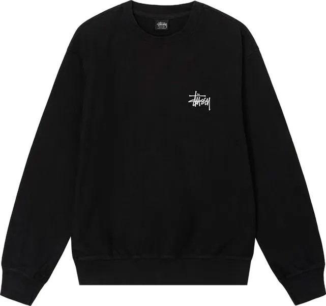 Толстовка Stussy Basic Pigment Dyed Crew 'Black', черный