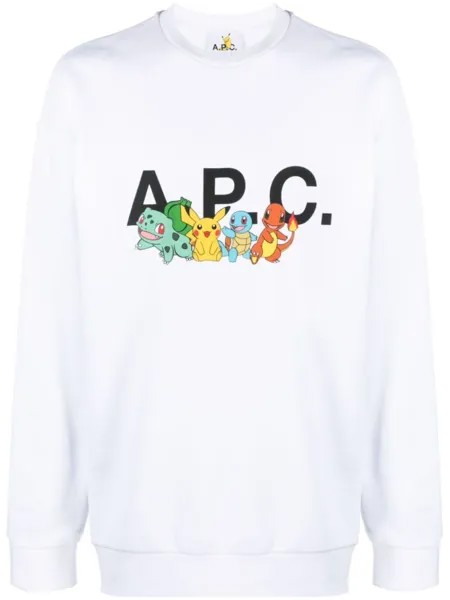 A.P.C. толстовка с логотипом из коллаборации с Pokémon, белый