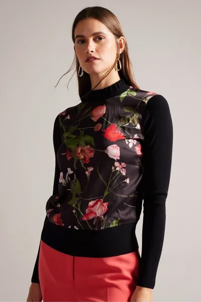 Тканый джемпер с фразией спереди Ted Baker, черный