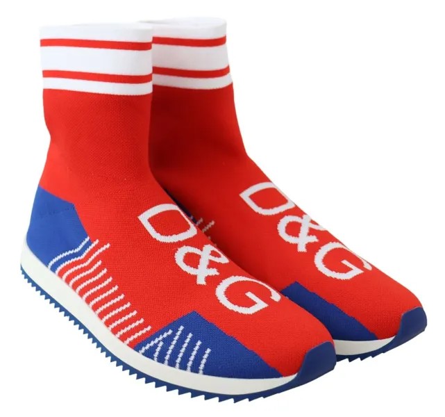 DOLCE - GABBANA Обувь Кроссовки Носки Синий Красный Sorrento Logo EU41 / US8 Рекомендуемая розничная цена 700 долларов США
