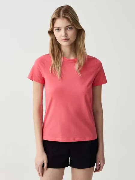 Однотонная хлопковая футболка Essential Ovs, цвет coral pink