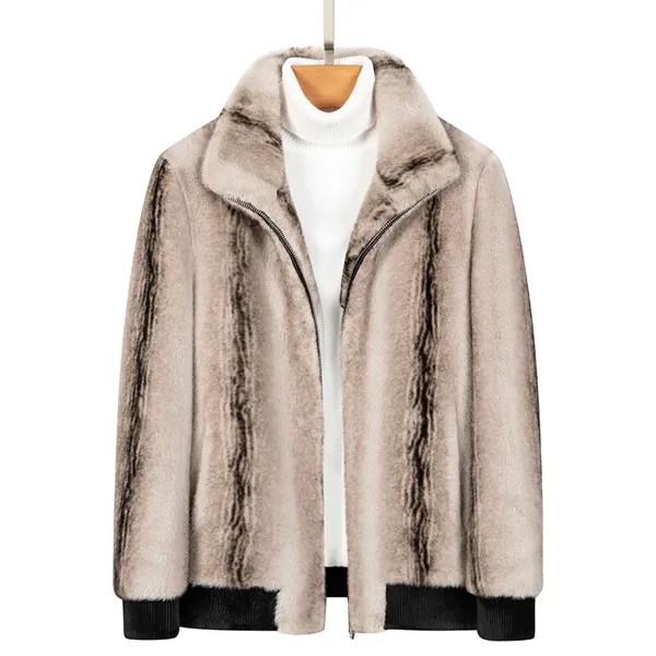 Новое поступление, высококачественные мужские пальто, модные зимние теплые пальто абрикосового цвета, мужские бархатные крутые куртки хорька, мужские зимние пальто
