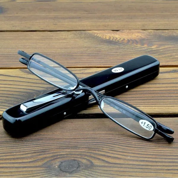 Сплав Супер узкие портативные модные очки для чтения включают металлические портативные очки типа ручки корпус +0,75 +1 +1,25 +1,5 +1,75 до +4