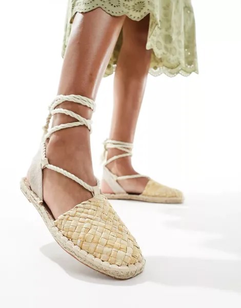 Эспадрильи Asos Design Jungle Woven Strappy, светло-бежевый