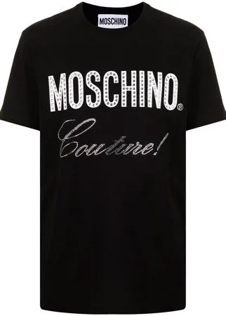 Moschino футболка с кристаллами и логотипом