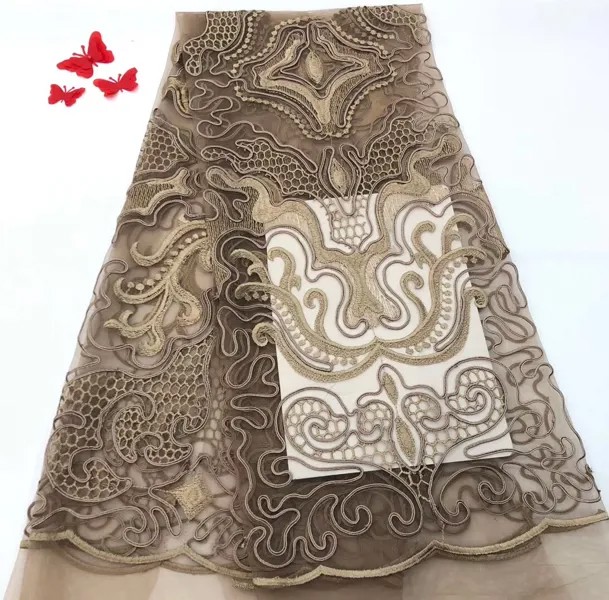 Африканская сетчатая кружевная ткань 2018 высококачественные африканские тюрбаны для женщин, 5 ярдов, Нигерия, французская вышивка