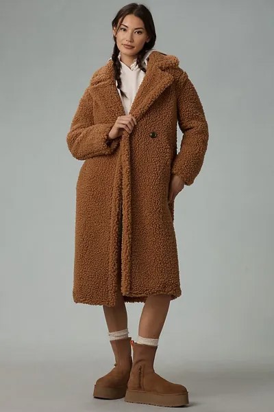 Длинное плюшевое пальто UGG Gertrume, каштан