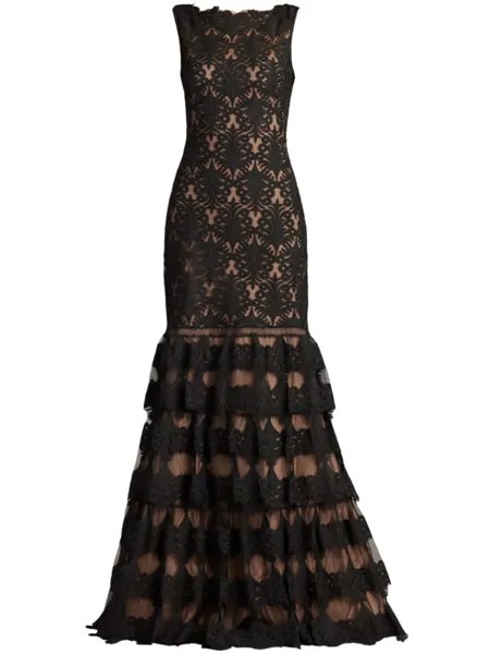 Tadashi Shoji вечернее платье с вышивкой и вырезом-лодочкой, черный