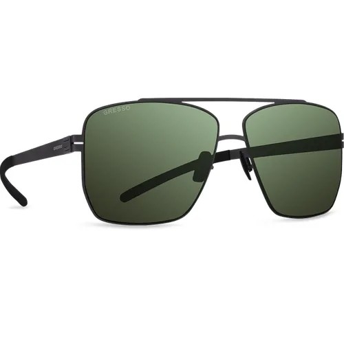 Титановые солнцезащитные очки GRESSO William - авиаторы / зеленый монолит