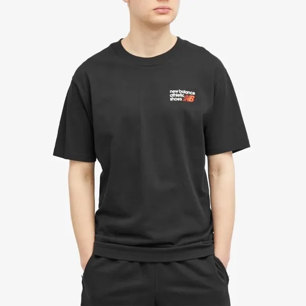 New Balance Свободная футболка NB Athletics Premium с логотипом, черный