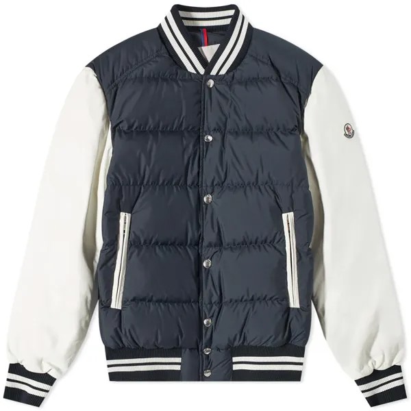 Пуховая куртка-бомбер с кожаными рукавами Ventoux Moncler