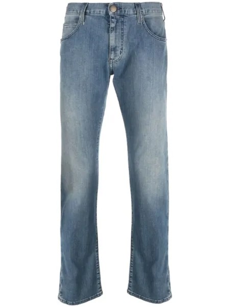Emporio Armani прямые джинсы с эффектом потертости, синий