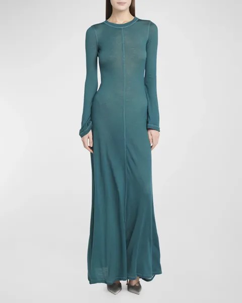 Кашемировое платье макси со швами Giorgio Armani, цвет Dark Green