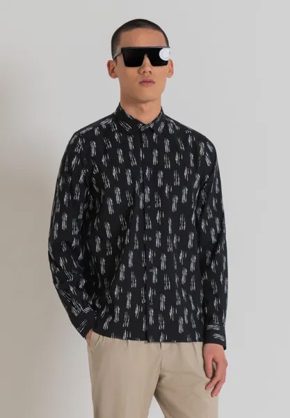 Рубашка Regular Fit С Контрастным Узором Antony Morato, черный