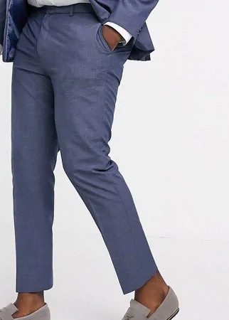 Синие узкие брюки в клетку Burton Menswear Big & Tall-Голубой