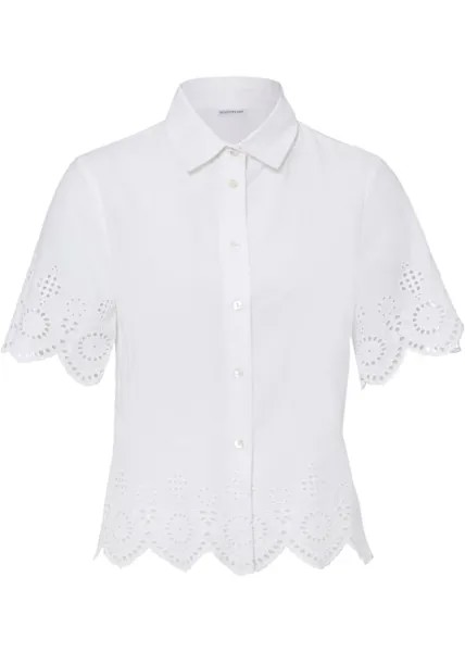 Блуза с английской вышивкой Bodyflirt, белый