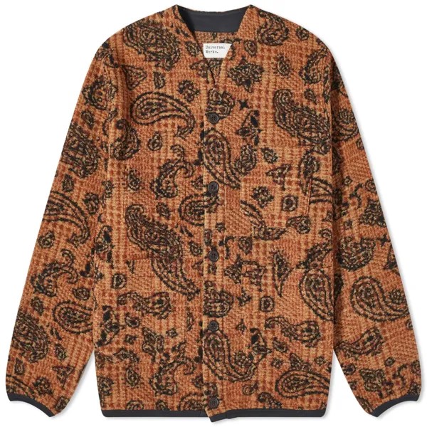 Кардиган Universal Works Paisley Check Fleece, цвет Cinnamon