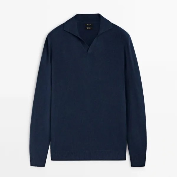 Свитер-поло Massimo Dutti 100% Cashmere, темно-синий