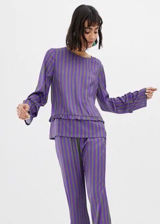 Блузка в полоску с оборками Resume Jolie-Фиолетовый