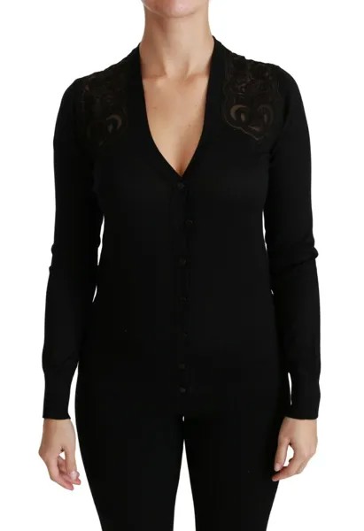 DOLCE - GABBANA Свитер Шелковый черный кружевной свитер кардиган IT36/ US2/ XS Рекомендуемая розничная цена 1500 долларов США