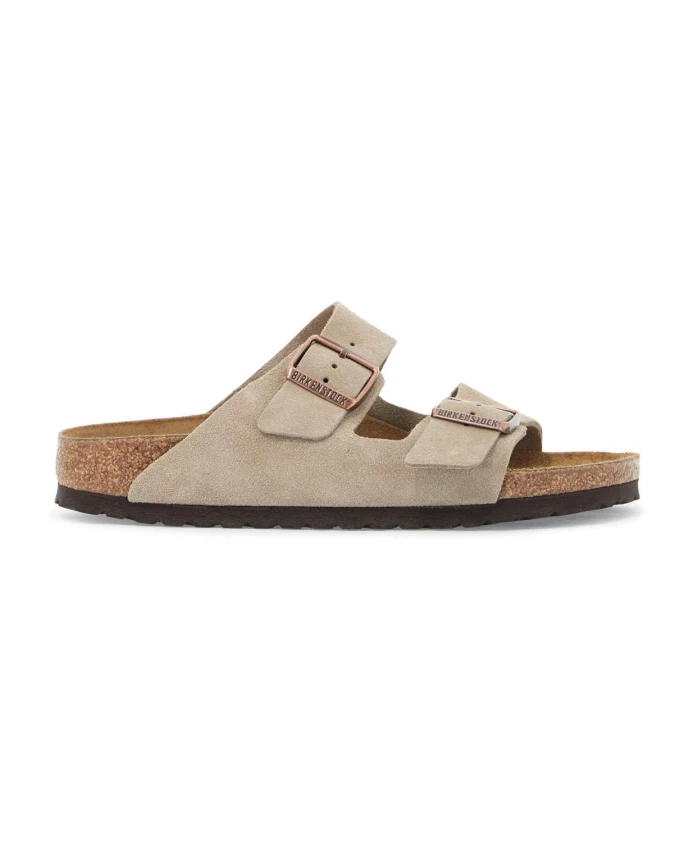 Замшевые шлепанцы с двумя ремешками Birkenstock, бежевый