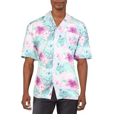 Vilebrequin Мужская розовая рубашка из смесового льна с цветочным гавайским принтом XXL BHFO 6080