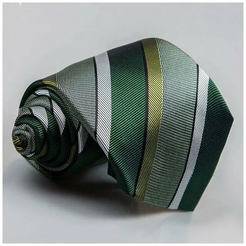 Полосатый галстук в зеленых тонах Rene Lezard 102183