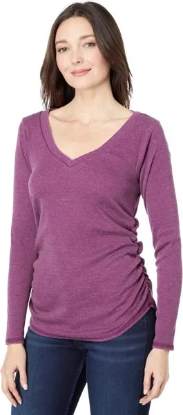 Футболка Chaser Sustainable Vintage Rib Long Sleeve Tee with Shirring, цвет Plum Pie