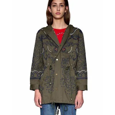 Женская куртка-парка с вышивкой Desigual Mariette, зеленая, 38
