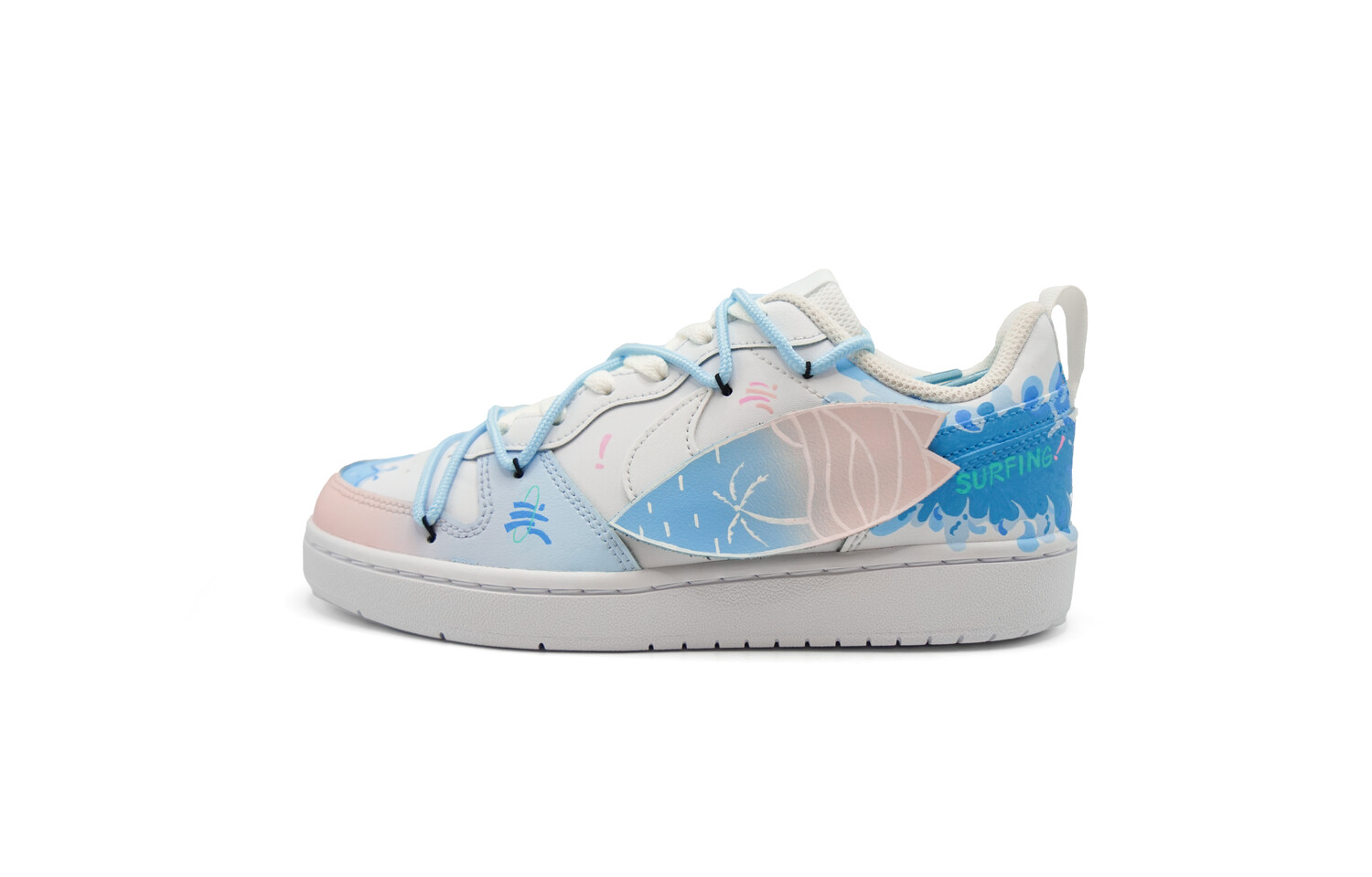 Кроссовки Nike Court Borough Series Skateboarding Shoes Women's Low-top Beige/Blue, бежевый/синий