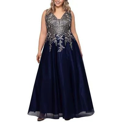 Xscape Женское темно-синее вечернее платье макси с украшением для выпускного вечера плюс 14 Вт BHFO 1769