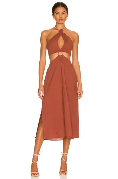 Платье миди WeWoreWhat Shell Chain Halter, цвет Cappuccino