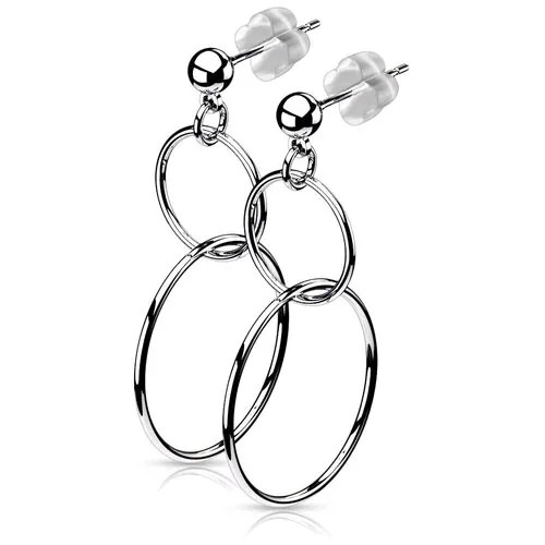 Серьги-подвески с двойными кольцами SE21378-ST