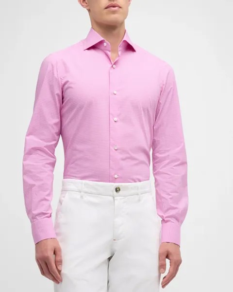 Мужская спортивная рубашка в мелкую клетку Isaia, цвет Medium Pink