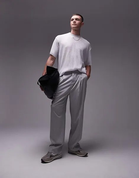 Topman – Плиссированная футболка оверсайз белого цвета в крапинку =