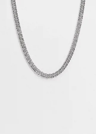 Серебристое ожерелье с плоскими звеньями Topman-Серебряный