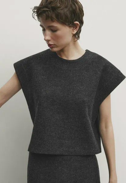 Базовая футболка With Drop Sleeves Massimo Dutti, цвет dark grey