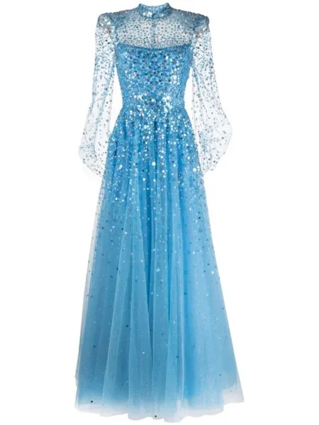 Jenny Packham вечернее платье Meadow Sweet с пайетками, синий