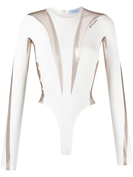 Mugler боди Illusion, белый