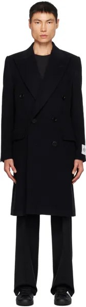 Черное двубортное пальто Dolce & Gabbana